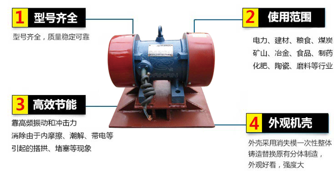 lzf倉壁振動器：1，型號齊全：型號齊全，質量穩(wěn)定可靠。2，適用范圍：電力，建材，糧食，煤炭，礦山，冶金，食品，制藥，化肥，陶瓷，磨料等行業(yè)。3，高效：靠高頻振動和沖擊力消除由于內摩擦，潮解，帶電等引起的塔供，堵塞等現(xiàn)象。4，外觀機殼：外殼采用消失模一次性整體鑄造替換原有分體制造，外觀好看，強度大。