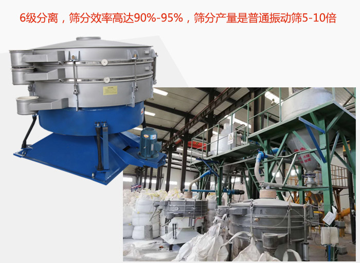 搖擺篩采用6級(jí)分離，篩分效率高達(dá)90%-95%，篩分產(chǎn)量是普通振動(dòng)篩5-10倍