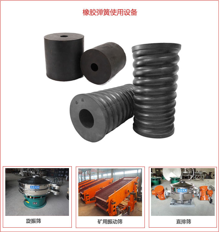 橡膠彈簧適用設備：旋振篩，礦用振動篩，直排篩等