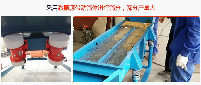采用激振源帶動(dòng)篩體進(jìn)行篩分，篩分產(chǎn)量大。