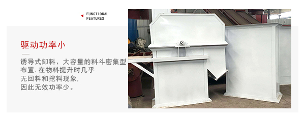 TD型斗式提升機驅(qū)動力小，無回料等特點展示圖。